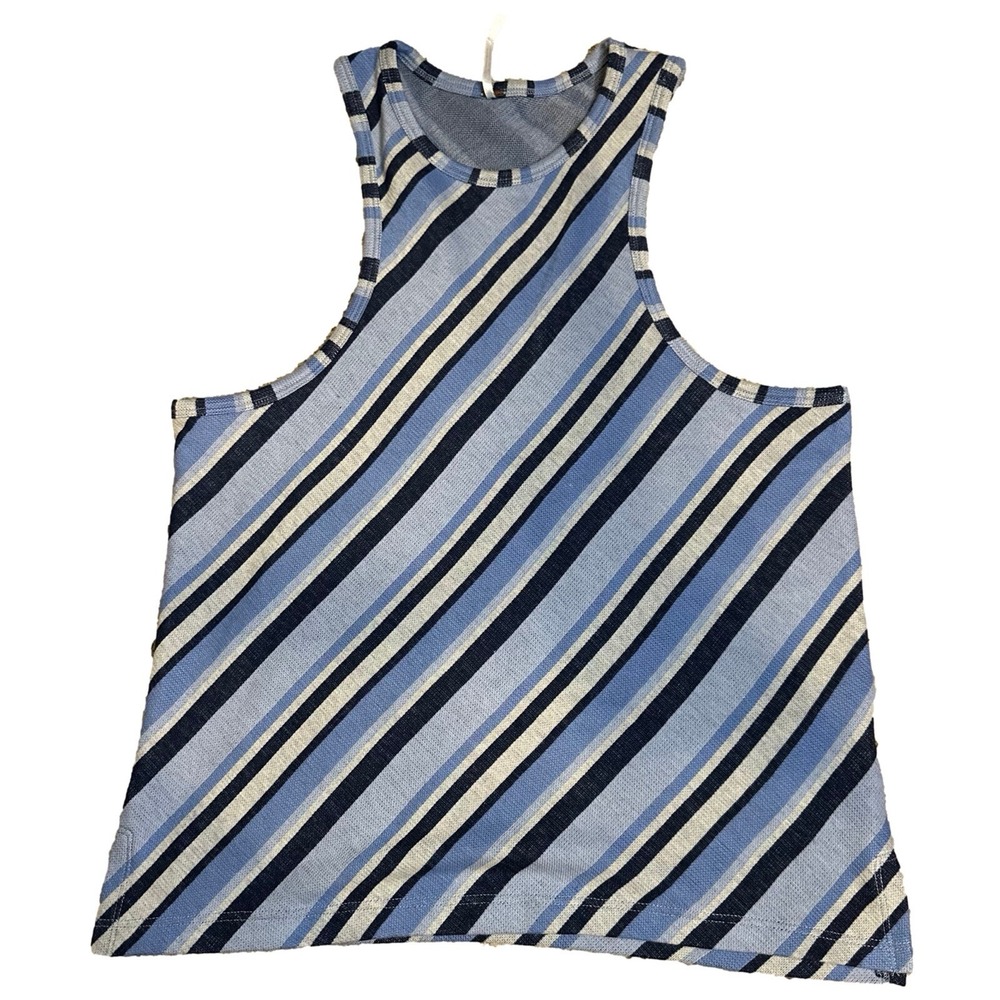Free People Striped Tank Top Blue White Black Racerback Knit Women's‎ Large